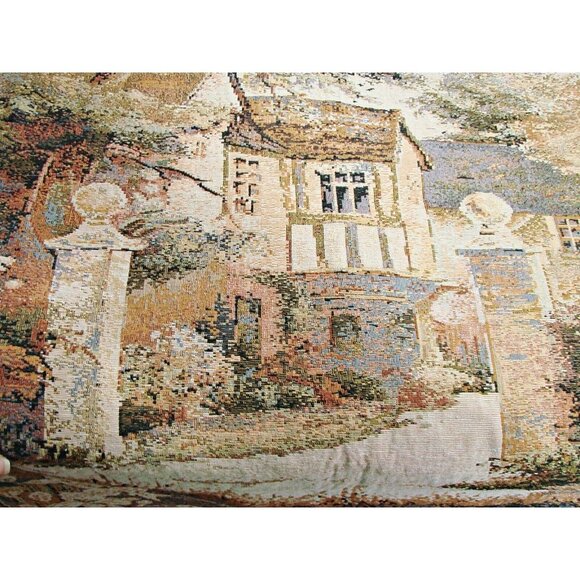 Fine Tapestry Wall Hanging Lily Pond Cottage on the Water by Seagull 26x36" - Picture 9 of 12